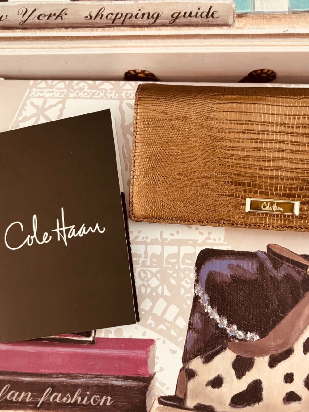 Cole Haan Metallic Snakeskin Embossed Large Wallet